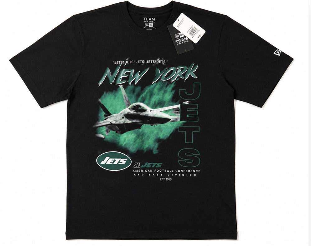 New Era New York Jets F-35 Fighter Jet Graphic T-Shirt Men's Medium Black NWT